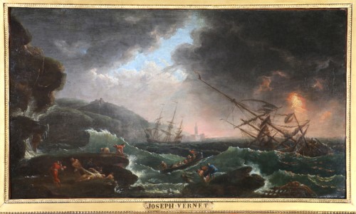 Paintings & Drawings  - Joseph Vernet (1714-1789) and workshop, Marine,  large shipwreck scene  