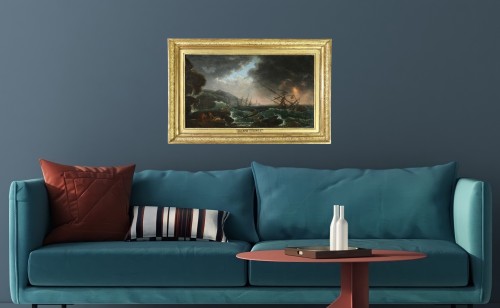 Antiquités - Joseph Vernet (1714-1789) et atelier, Marine grande scène de naufrage