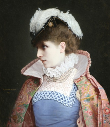 Tableaux et dessins Tableaux XIXe siècle - Portrait de Sarah Bernhardt (1844-1923) costumée en Dona Sol dans Hernani.