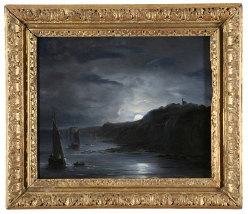 Ecole française du 19è siècle, Paysage maritime nocturne vers 1870/1880