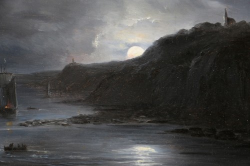 Paintings & Drawings  - 19th century french school. Night Seascape arounfd 1870/1880   