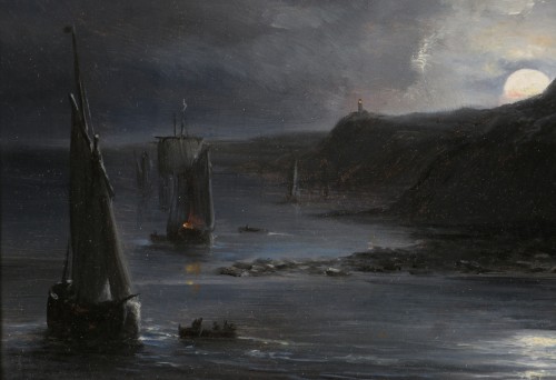 19th century french school. Night Seascape arounfd 1870/1880    - 