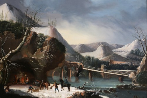  Lively winter landscape, attributed to César Van Loo (1743-1821 - Paintings & Drawings Style Directoire