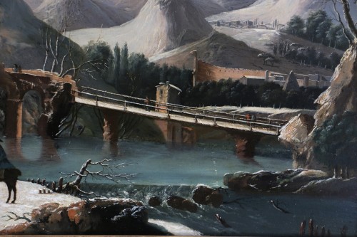 18th century -  Lively winter landscape, attributed to César Van Loo (1743-1821