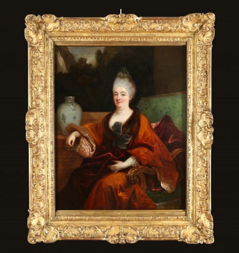 Nicolas de Largillierre ou Largillière (1656-1746) atelier. Portrait d’une dame de qualité - Tableaux et dessins Style Louis XIV