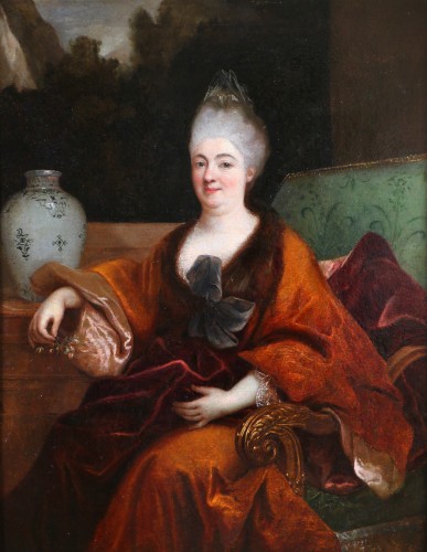Tableaux et dessins Tableaux XVIIIe siècle - Nicolas de Largillierre ou Largillière (1656-1746) atelier. Portrait d’une dame de qualité