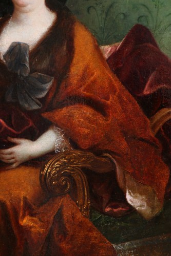 XVIIIe siècle - Nicolas de Largillierre ou Largillière (1656-1746) atelier. Portrait d’une dame de qualité