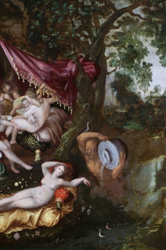 <= 16th century - Minerva visiting the 9 muses, attributed to Adriaen van Stalbernt (1580-1662) 