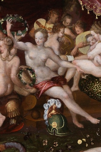 Minerva visiting the 9 muses, attributed to Adriaen van Stalbernt (1580-1662)  - Renaissance