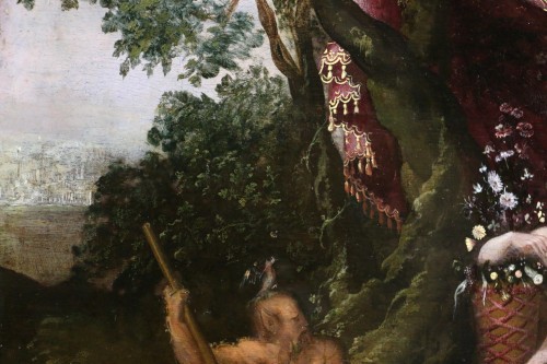 Antiquités - Minerva visiting the 9 muses, attributed to Adriaen van Stalbernt (1580-1662) 