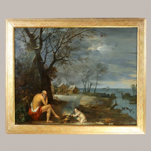 Allegorical Winter Landscape, attributed to Frans de Momper (1603-1660) - Paintings & Drawings Style Louis XIII