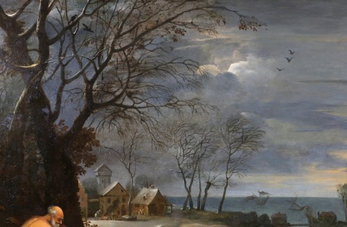 Antiquités - Allegorical Winter Landscape, attributed to Frans de Momper (1603-1660)