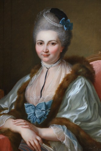 Paintings & Drawings  - Attributed to Donat Nonotte(1708-1785).Presumed portrait of Marguerite Catherine Haynault