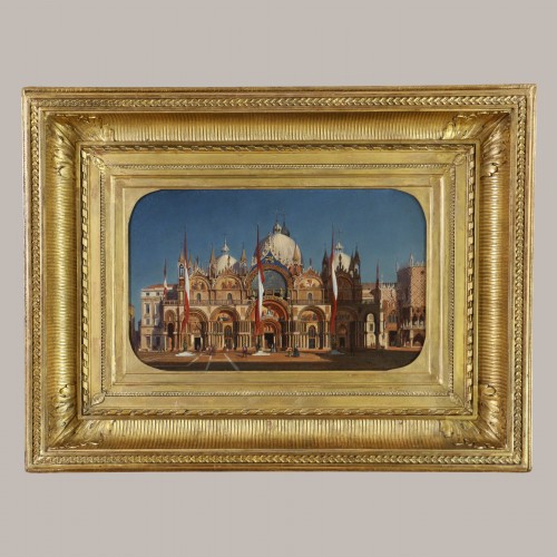 The Basilica of San Marco - 19th century school attributed to Ippolito Caffi - Paintings & Drawings Style Napoléon III