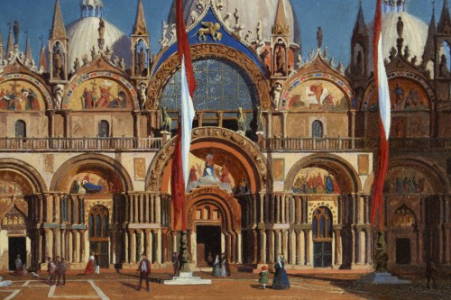 The Basilica of San Marco - 19th century school attributed to Ippolito Caffi - 