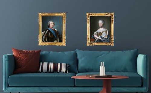 La reine Marie Lezczynska et son fils Louis de France, Dauphin du Royaume. - Louis XV