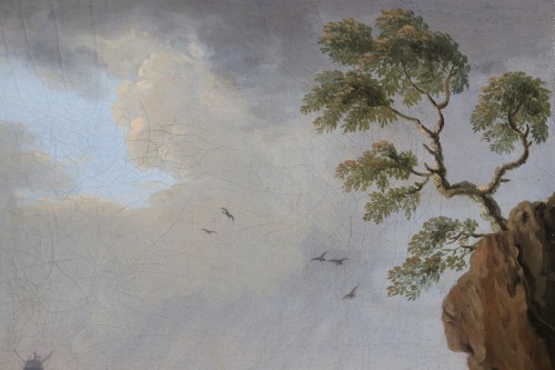 Antiquités - Paysage côtier, un jour de Tempête vers 1800 attribué à Jean Pillement (1728-1808) 