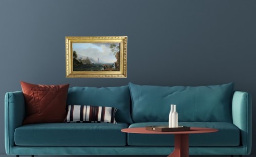 Antiquités - Paysage côtier, un jour de Tempête vers 1800 attribué à Jean Pillement (1728-1808) 