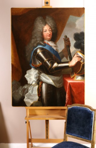 Tableaux et dessins Tableaux XVIIe siècle - Grand portrait du Grand Dauphin, atelier de Hyacinthe Rigaud vers 1700