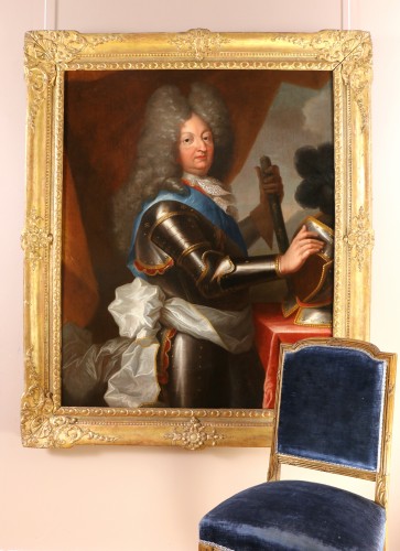Antiquités - Grand portrait du Grand Dauphin, atelier de Hyacinthe Rigaud vers 1700