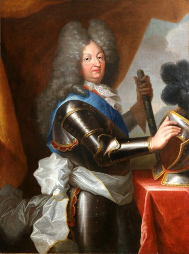 Antiquités - Grand portrait du Grand Dauphin, atelier de Hyacinthe Rigaud vers 1700