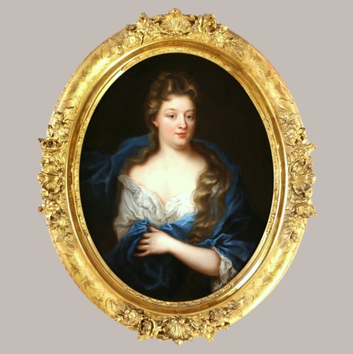 Pierre Mignard (1612-1695) et atelier - Portrait d’une dame de qualité vers 1680 - Tableaux et dessins Style Louis XIV