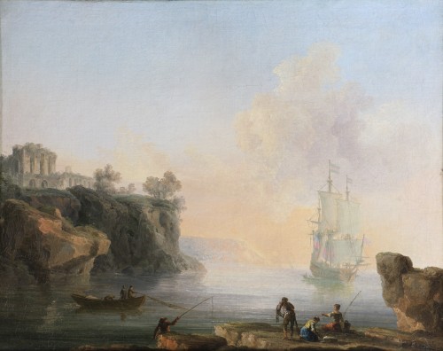 Ecole italienne vers 1780 Marine animée attribuée à Francesco Fidanza (1747-1819) - Tableaux et dessins Style Louis XV