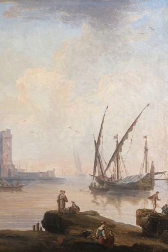 Lively seascape - Italian School, circa 1780. attributed to Francesco Fidanza - Paintings & Drawings Style Louis XV