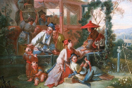 18th century - The Bird Hunt, chinoiserie attributed to the workshop of François Boucher, circa 1750