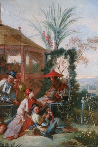 Antiquités - The Bird Hunt, chinoiserie attributed to the workshop of François Boucher, circa 1750
