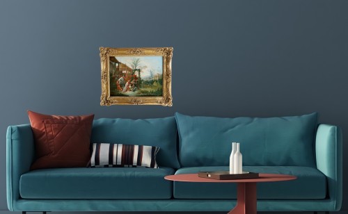 Antiquités - La chasse aux oiseaux, chinoiserie attribuée à l’atelier de François Boucher vers 1750