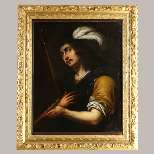 Ecole caravagesque vers 1630, portrait d’un jeune berger - Tableaux et dessins Style Louis XIII