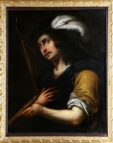 Tableaux et dessins Tableaux XVIIe siècle - Ecole caravagesque vers 1630, portrait d’un jeune berger