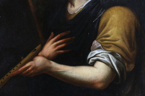 Antiquités - Ecole caravagesque vers 1630, portrait d’un jeune berger