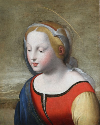 Tableaux et dessins Tableaux XVIIe siècle - Italie centrale (Rome ou Bologne) vers1620/1640, la belle jardinière d’après Raphael