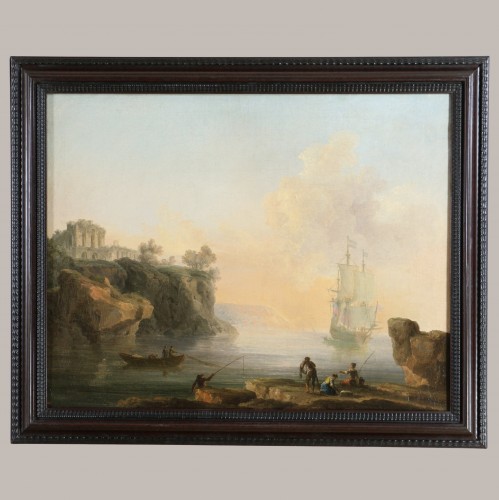 Animated seascape circa 1780, attributed to Francesco Fidanza (1747-1819) - Paintings & Drawings Style Louis XVI