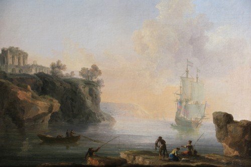 Animated seascape circa 1780, attributed to Francesco Fidanza (1747-1819) - 