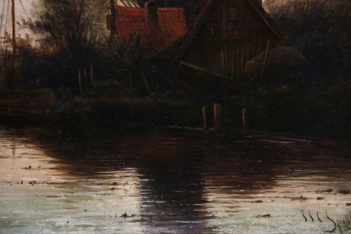 Napoléon III - Jacob Jan Coenraad Spöhler (1837 -1923) Fin de journée sur un canal de Holland