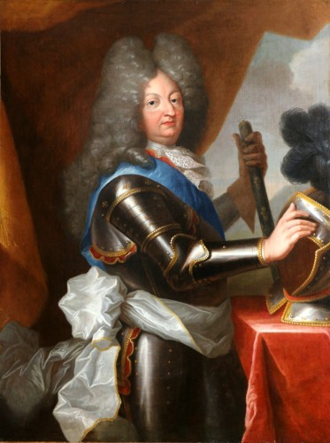 Grand portrait du Grand Dauphin, atelier de Hyacinthe Rigaud vers 1700 - Tableaux et dessins Style Louis XIV