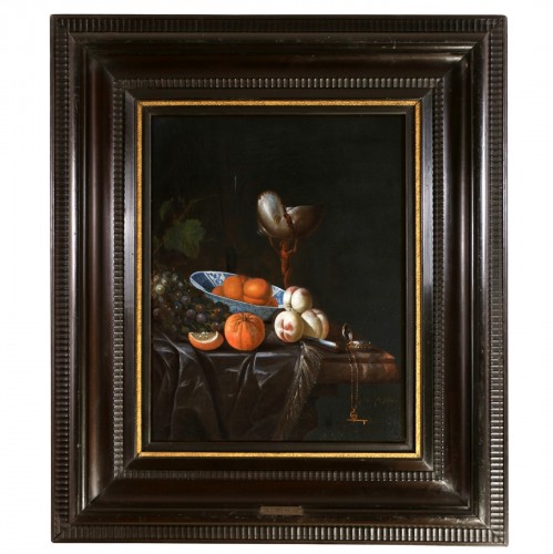 Huybert Van Westhoven (1642-1712) Nature morte aux fruits et objets précieux