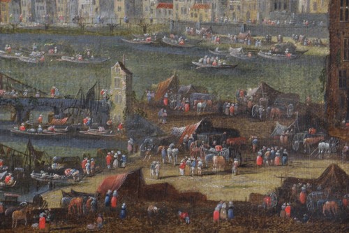 XVIIIe siècle - Peter II Casteel (1650; 1701) et atelier - Scène portuaire animée