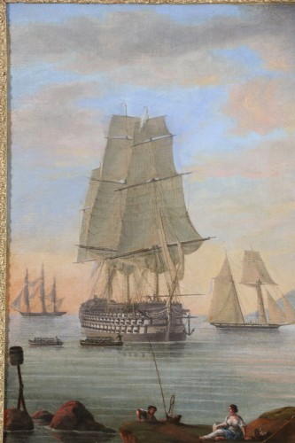 *HMS Queen* at anchor, c. 1845, Attributed to John Ward of Hull (1798–1849) - Louis-Philippe