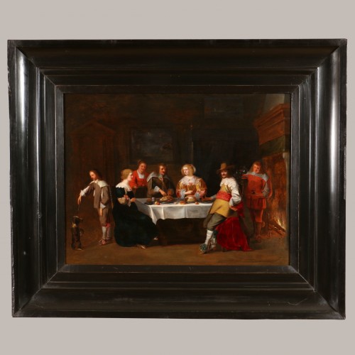 Christoph van der Laemen (1606–1651): An Elegant Company Dining.. - Paintings & Drawings Style Louis XIII