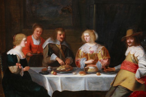 Christoph van der Laemen (1606–1651): An Elegant Company Dining.. - Louis XIII