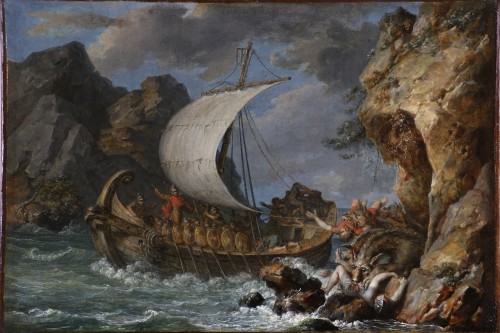 Tableaux et dessins Tableaux XVIIIe siècle - Ecole Napolitaine vers 1755/1770, Ulysse et Scylla- Attribution à Carlo Bonavia