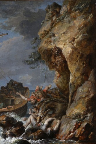 XVIIIe siècle - Ecole Napolitaine vers 1755/1770, Ulysse et Scylla- Attribution à Carlo Bonavia