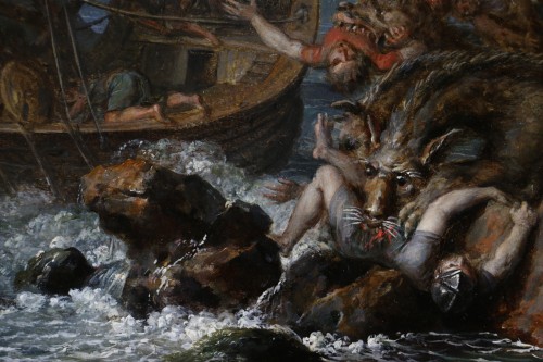 Antiquités - Ecole Napolitaine vers 1755/1770, Ulysse et Scylla- Attribution à Carlo Bonavia