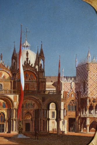 19th century - Venetian School, Circa 1860, St. Mark's Basilica In The Late Afternoon Sun.