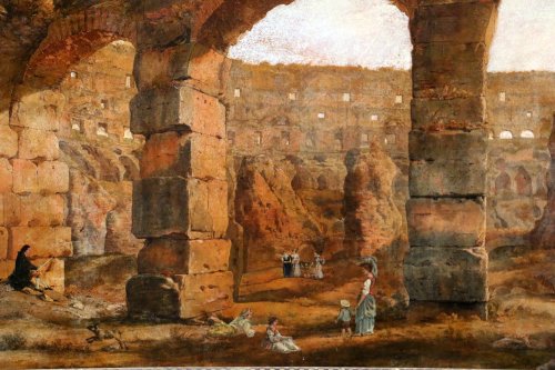 Entourage d’ippolito Caffi (1809-1866) Les ruines du Colisée de Rome - Tableaux et dessins Style 
