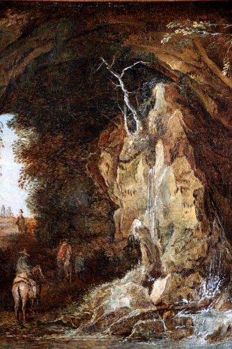 Antiquités - Joos II de Momper (1564 –1635) attribué - cavaliers dans une grotte